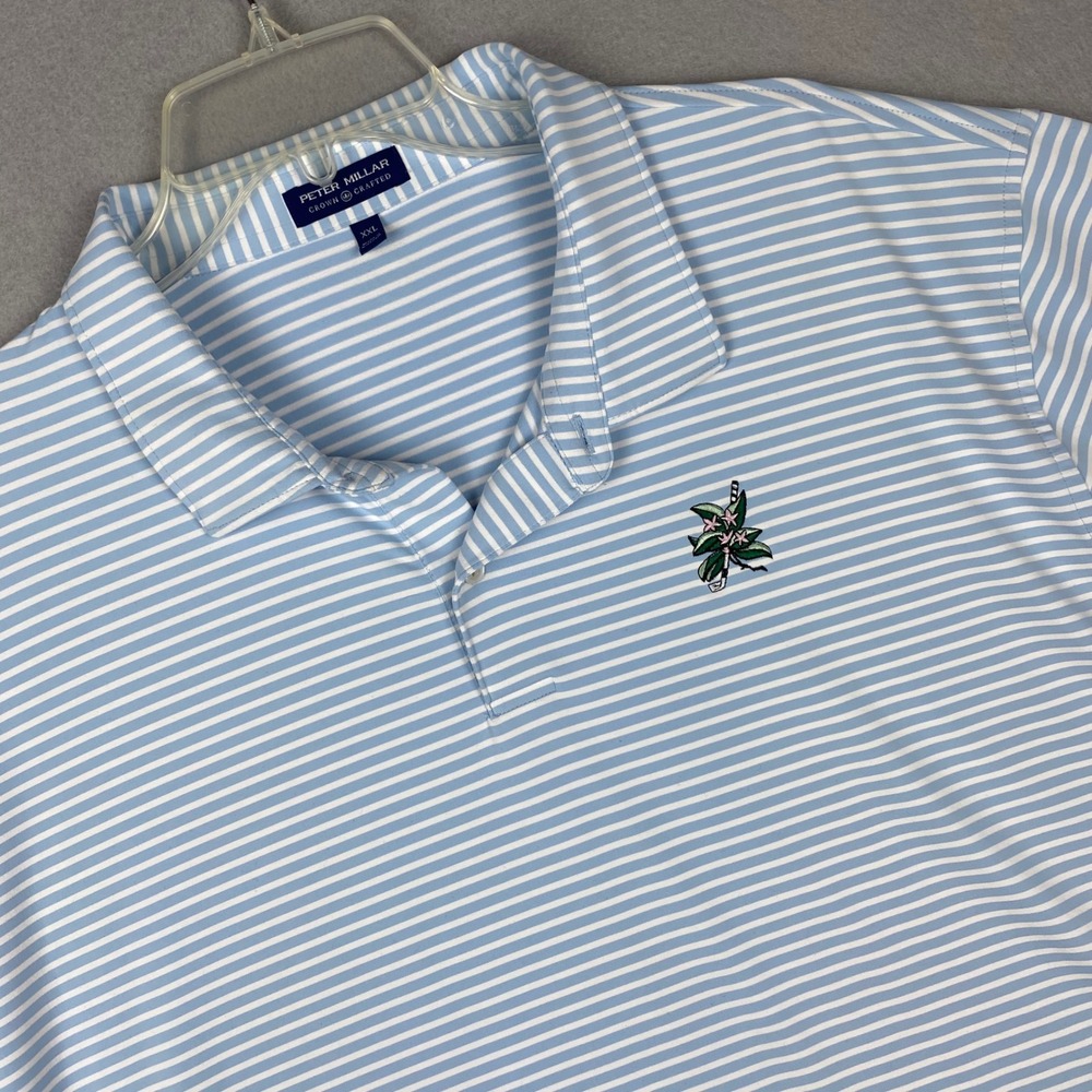 Peter Millar Crown Crafted Laurel Valley Golf Club Polo Shirt XXL Blue White